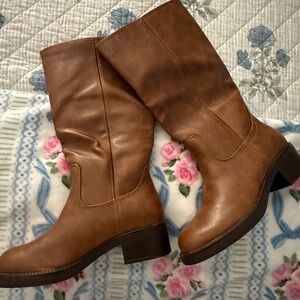 Brown Leather Knee-High Boots